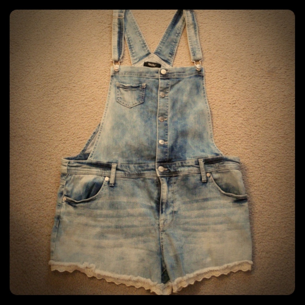 Denim short overalls